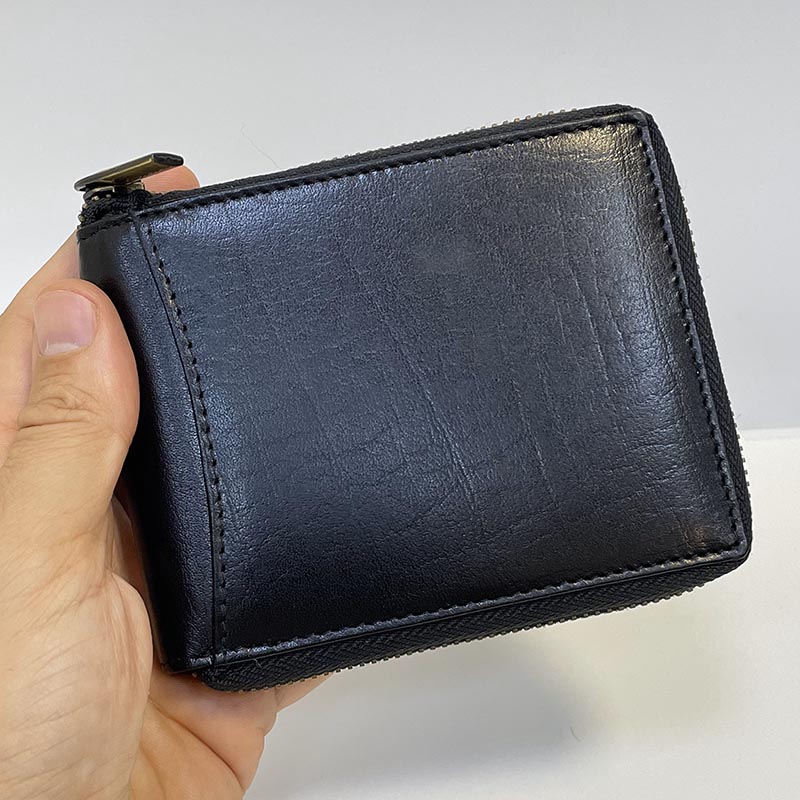 Pánská ZIPPER peněženka ROYAL Leather – černá kůže, monogram, text nebo fotka