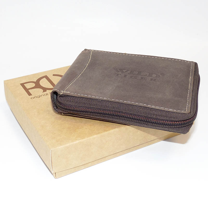 Kožená peněženka Leon ZIPPER s monogramem, textem nebo fotkou