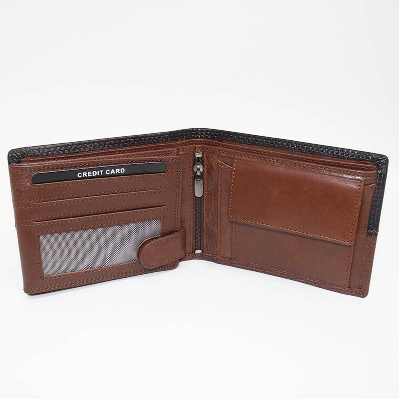 Hnědo-černá kožená peněženka s monogramem – Luxusní PREMIUM Leather
