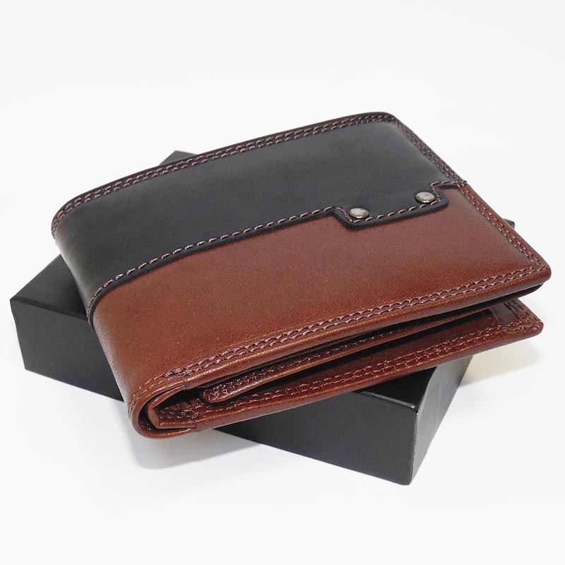 Hnědo-černá kožená peněženka s monogramem – Luxusní PREMIUM Leather