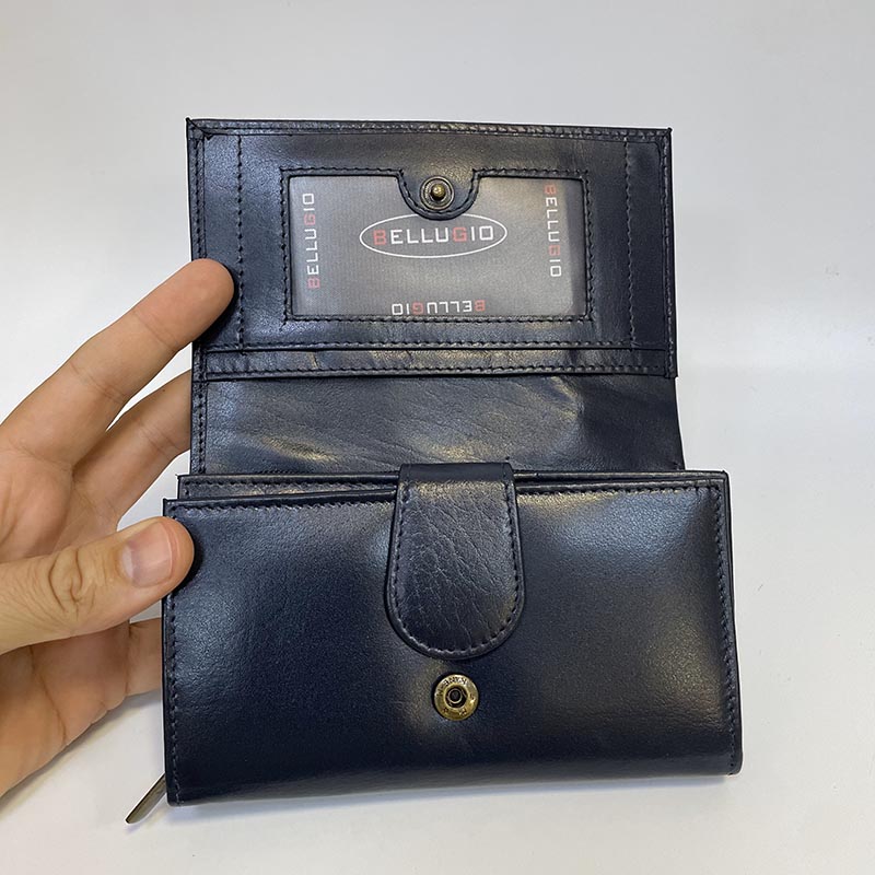 Dámská navy kožená peněženka BELLUGIO s monogramem nebo vlastním textem