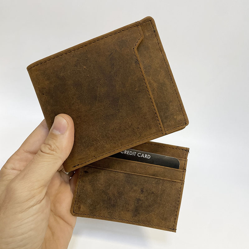 Pánská kožená peněženka 2v1 s fotkou, textem nebo monogramem – hnědá
