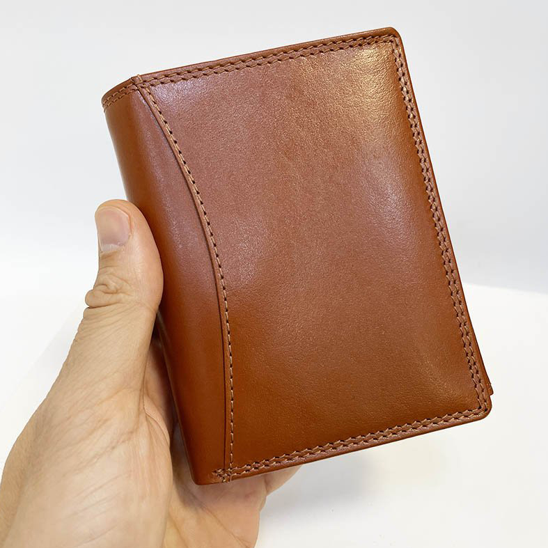 Pánská hnědá kožená peněženka Ricardo Leather RFID na výšku bez zapínání s personalizací