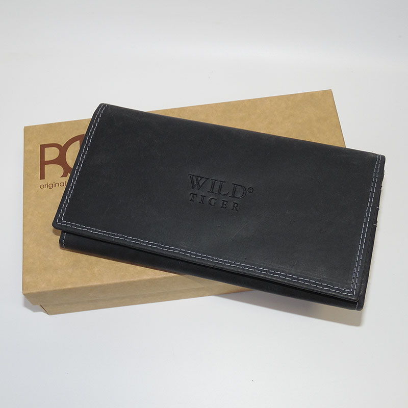 Dámská černá kožená peněženka WILD s monogramem | Kvalita a osobitost