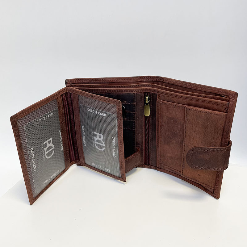 Luxusní pánská peněženka na výšku se zapínáním – pravá kůže, monogram a personalizace