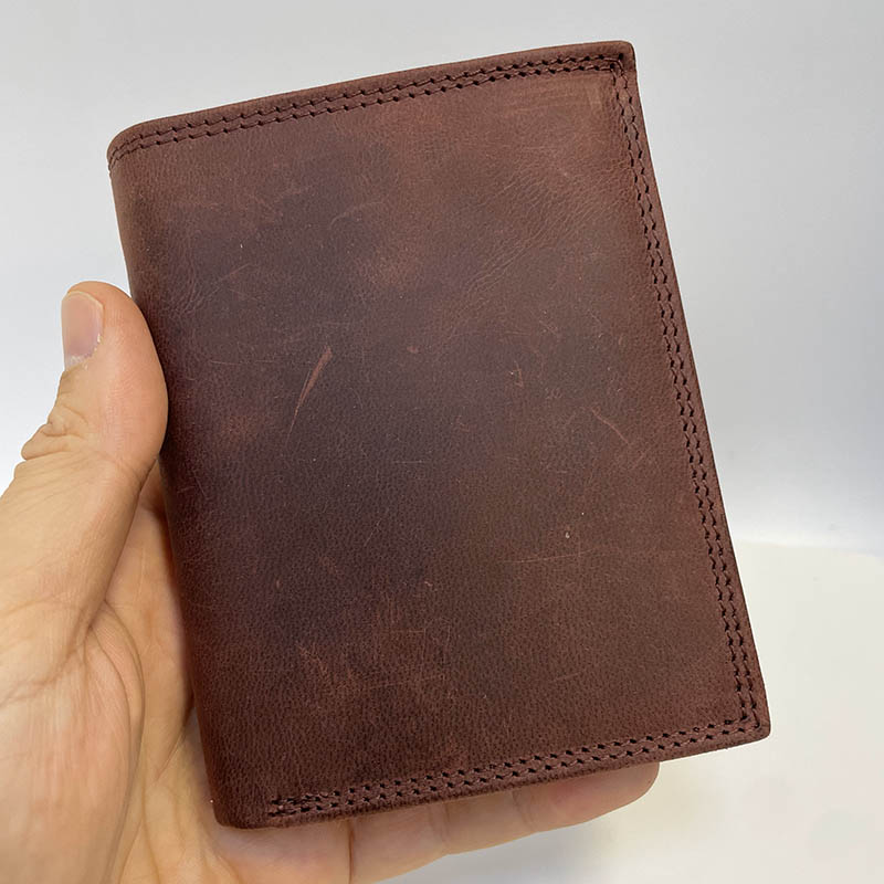 Pravá kožená peněženka v bordo barvě s monogramem – ruční šití, elegantní dárek