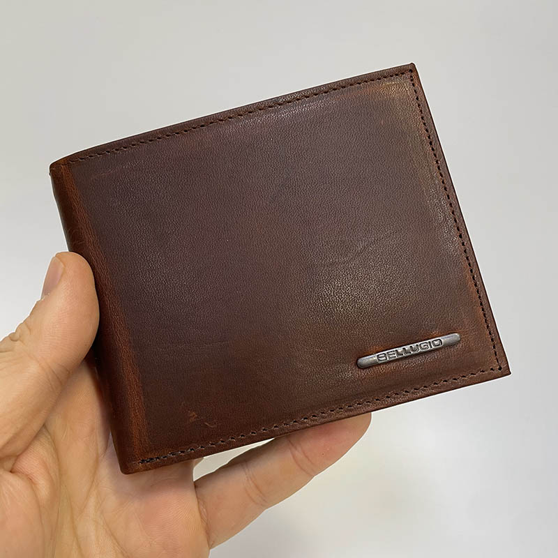Pánská kožená peněženka Bellugio hnědá s monogramem | Pravá kůže, ruční prošití a personalizace