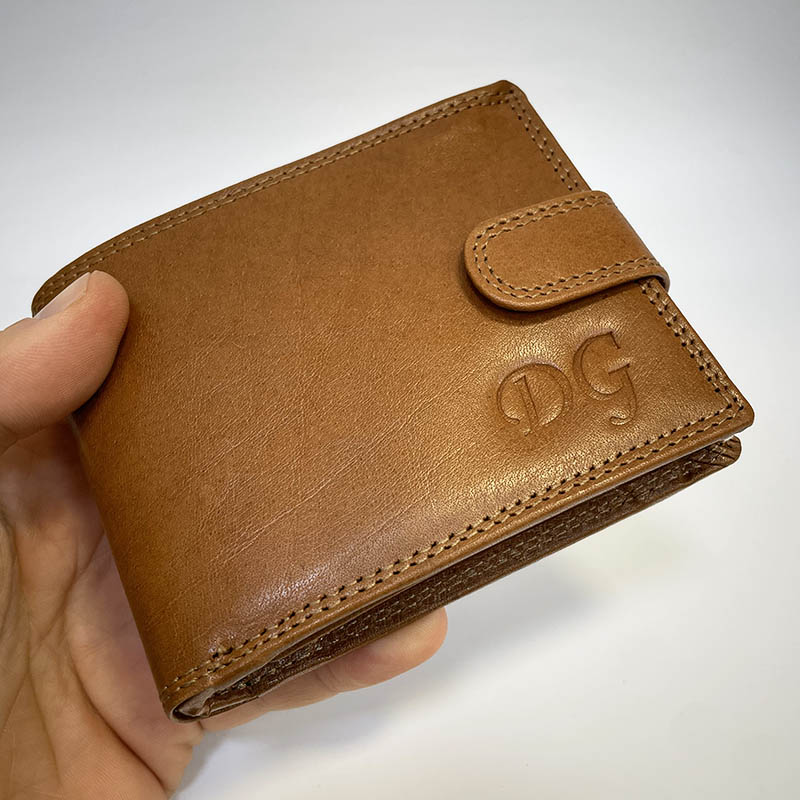 Pánská kožená peněženka ROYAL LEATHER se zapínáním a monogramem | Pravá kůže