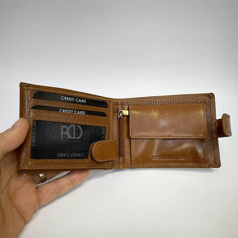 Pánská kožená peněženka ROYAL LEATHER se zapínáním a monogramem | Pravá kůže