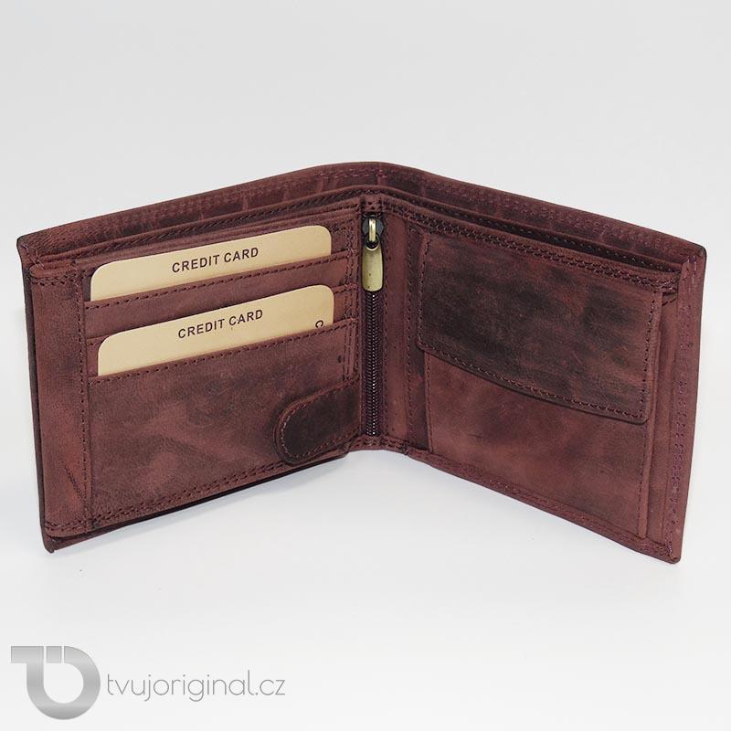Bordo kožená peněženka s osobním monogramem