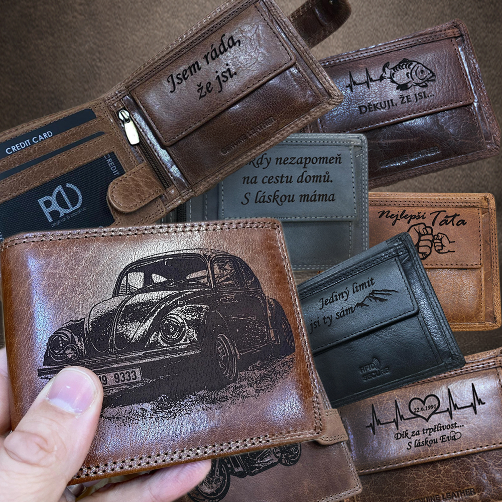 Stovky originální peněženek s vlastní personalizací