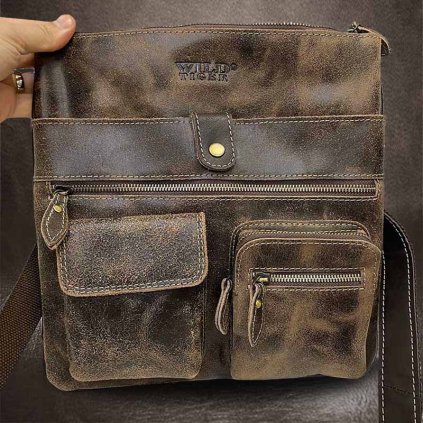 Velká pánská kožená crossbody messenger taška WILD Leather | velikost XL extra velká