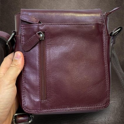 Pánská hnědá BORDO EXCLUSIVE leather kožená crossbody messenger taška | velikost M středně velká