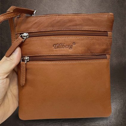 Dámská hnědá kožená crossbody taška přes rameno TILLBERG Leather | velikost S malá