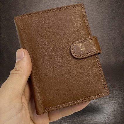 Pánská hnědá SOFT kožená peněženka RFID BEORIGINAL Leather s monogramem (ražba)