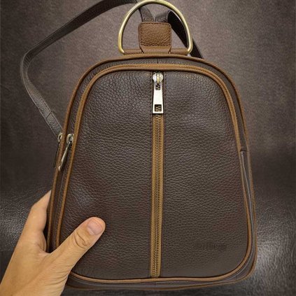Dámský luxusní hnědý kožený batoh TILLBERG LEATHER | velikost M středně velká