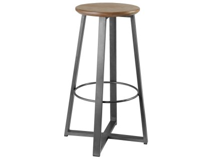Barová stolička Metalio s dreveným sedákom