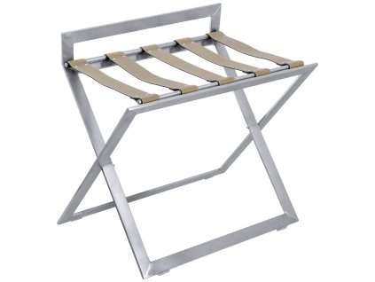 Stojan na kufre Bagagio oceľový s hnedými popruhmi