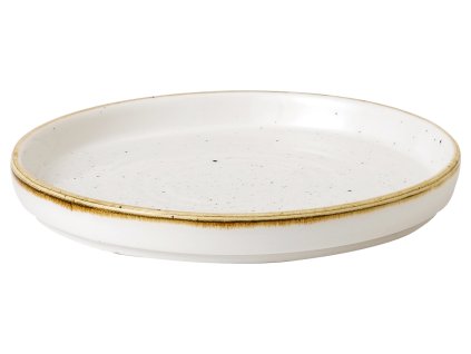 Tanier okrúhly Stonecast Barley White s okrajom