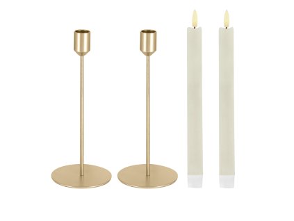 Sada špicatých svietnikov Aveni s LED sviečkami 4-dielne