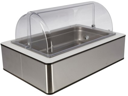 Chladiaca vitrína Fundale biela 10 cm nerezová oceľ 1/1