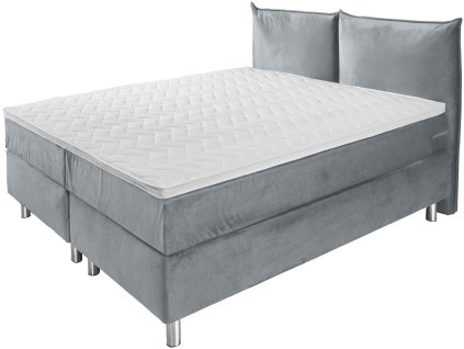 Boxspring posteľ Premium velúrová látka, záhlavná časť polstrovaná
