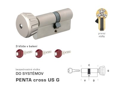 DK - PENTA cross US G - s gombíkom  NIM - nikel matný