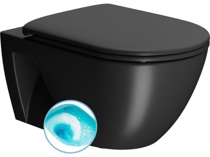 GSI PURA ECO závěsná WC mísa, Swirlflush, 36x55cm, černá dual-mat 880726