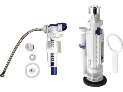 Kerasan Splachovací souprava s DUAL tlačítkem, spodní napouštění 1/2", chrom 752101