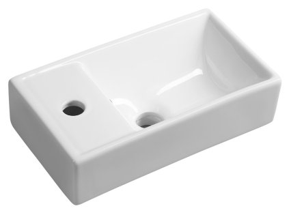 Sapho MINOS keramické umývátko 40x22cm, baterie vlevo, bílá 4759