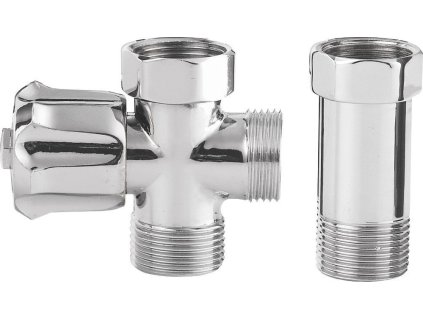 Aqualine Pračkový ventil před nástěnnou baterii se zpět. ventilem 3/4"x3/4", chrom 5315