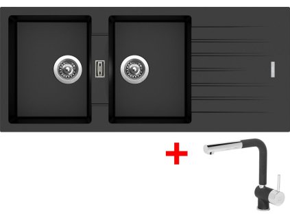 4289870 8596142051090 sinks perfecto 1160 duo metalblack mix 3 p gr