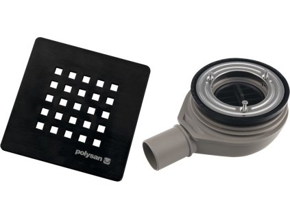 Polysan TRENECA vaničkový sifon, průměr 90mm, DN40, krytka černá mat 84999.21