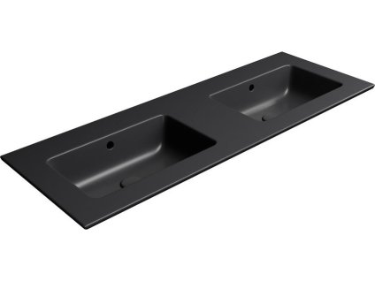 GSI PURA keramické dvojumyvadlo Slim 122x46cm, bez otvoru, černá mat 8888026
