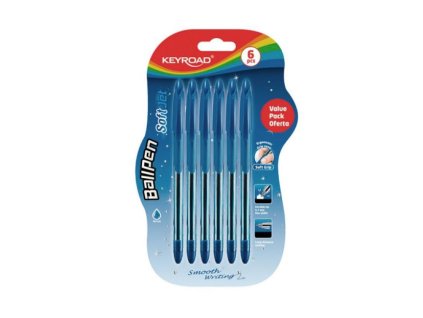 Guľôčkové pero KEYROAD Soft Jet 0,7mm, 6 ks blister, modré