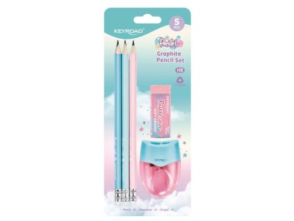Súprava školských pomôcok KEYROAD Pastel, blister 5 ks, mix farieb