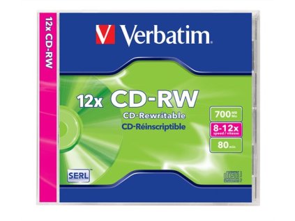 CD-RW disk, prepisovateľný, SERL, 700MB, 8-12x, 1 ks, klasický obal, VERBATIM