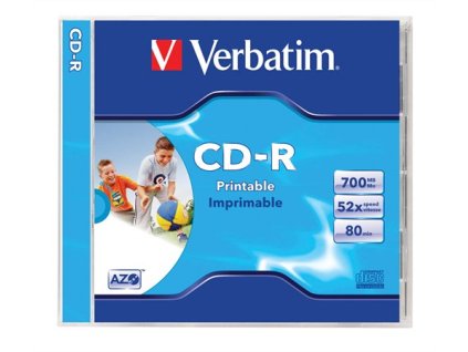 CD-R disk, potlačiteľný, matný, ID, AZO, 700MB, 52x, 1 ks, klasický obal, VERBATIM