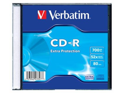 CD-R disk, 700 MB, 52x, 1 ks, tenký obal, VERBATIM "DataLife"