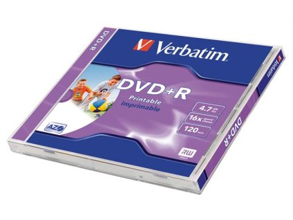 DVD+R disk, potlačiteľný, matný, ID, 4,7GB, 16x, 1 ks, klasický obal, VERBATIM