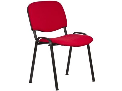 Konferenčná stolička, čalúnená, čierna kovová konštrukcia, "Felicia", červená