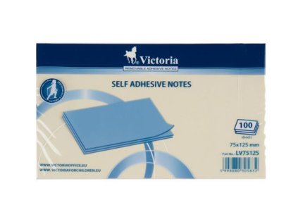 Samolepiaci bloček, 75x125 mm, 100 listov, VICTORIA OFFICE, žltá