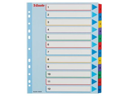 Register, laminovaný kartón, A4 Maxi, 1-12, prepisovateľný, ESSELTE