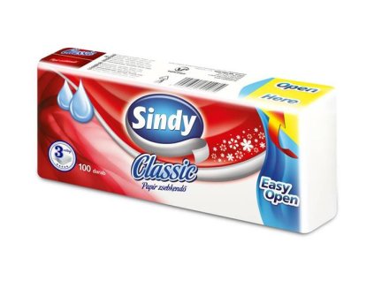 Papierové vreckovky, 3-vrstvové, 100 ks balenie, "Sindy", classic