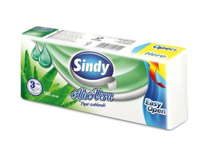 Papierové vreckovky, 3-vrstvové, 100 ks balenie, "Sindy", aloe vera