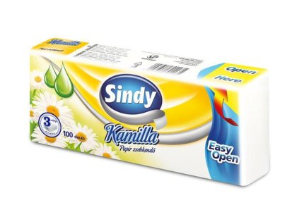 Papierové vreckovky, 3-vrstvové 100 ks, "Sindy", kamilka
