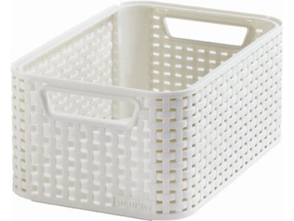 Odkladací box, s efektom rattanu, 7 l, béžová, CURVER "Style S"