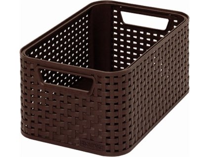 Odkladací box, s efektom rattanu, 7l, tmavohnedá, CURVER "Style S"