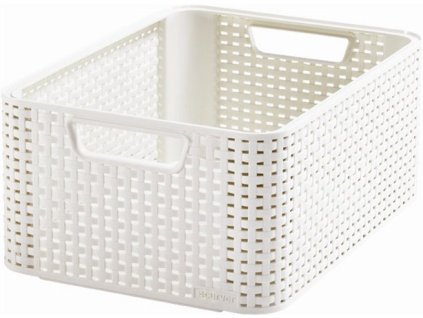 Odkladací box, s efektom rattanu, 18 l, béžová, CURVER "Style M"