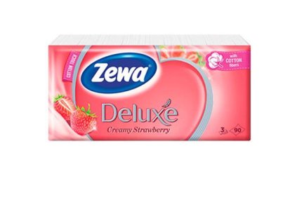 Papierové vreckovky, 3-vrstovové, 90 ks, ZEWA "Deluxe", jahoda